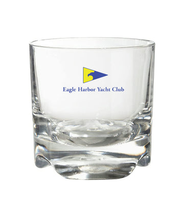 Eagle Harbor Yacht Club Customized Break-Resistant Plastic Old Fashioned Whiskey Glasses, Clear (4) - Logo or Personalized Text