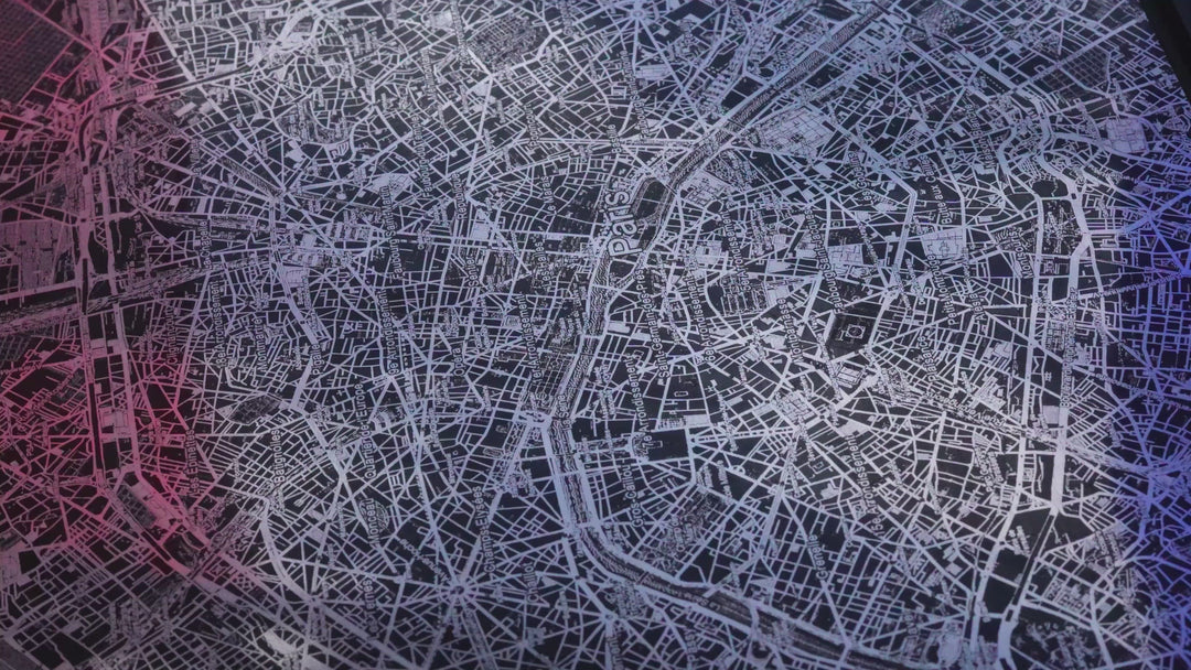 Metal Map of Paris - Laser Engraved Aluminum