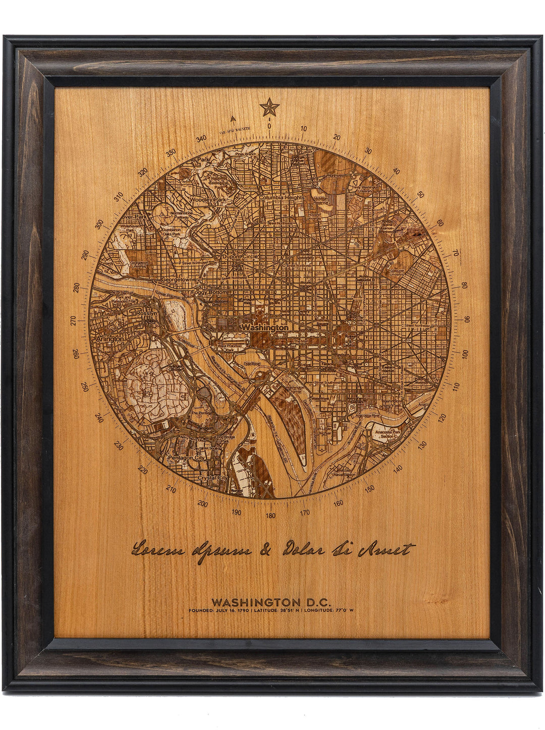 Custom Engraved Wood Map