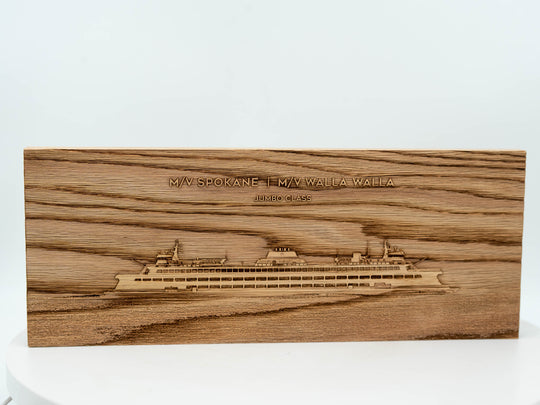 Oak engraving of Washington State Ferries Jumbo Class