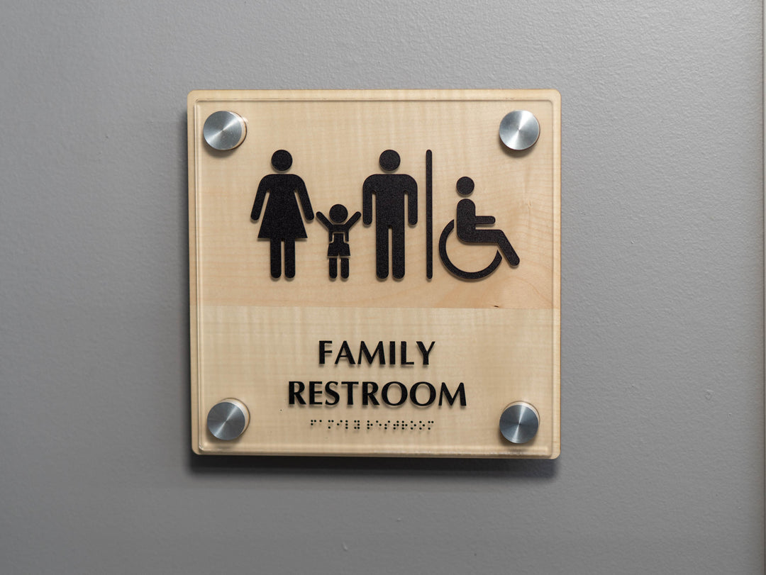 Custom raised transparent interior sign with raised letters and ADA co ...