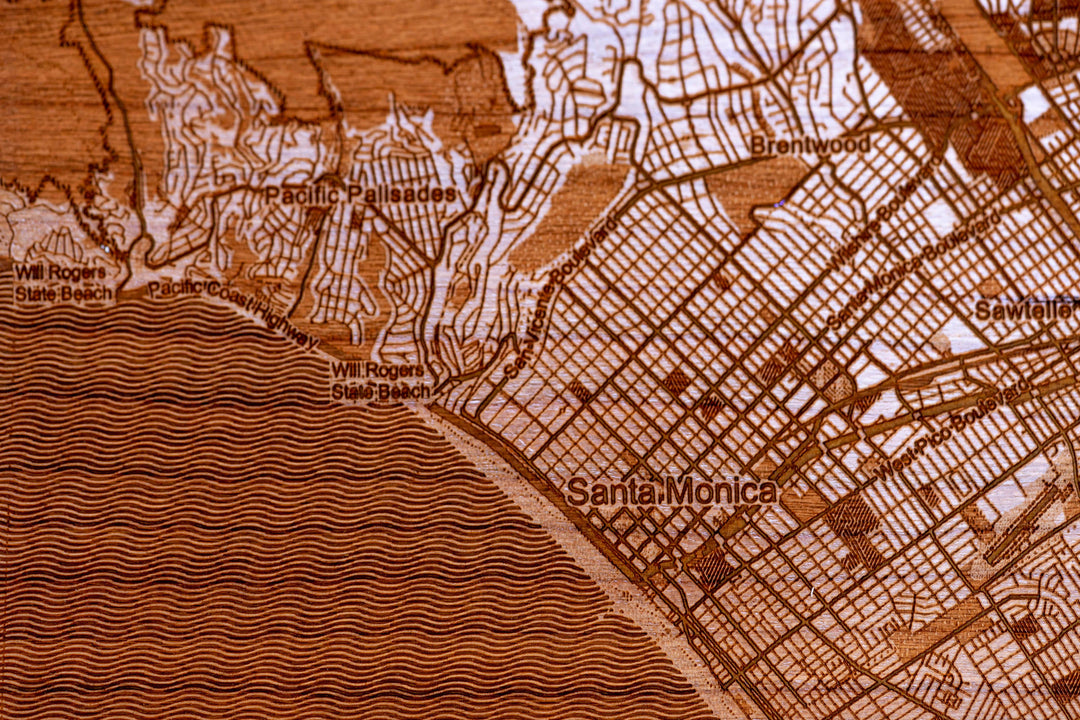 Laser Engraved Map of LA County - Alpha Channel Design