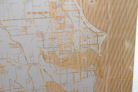 Rustic Pine Laser Engraved Map of Bainbridge Island - Large - Alpha Channel Design