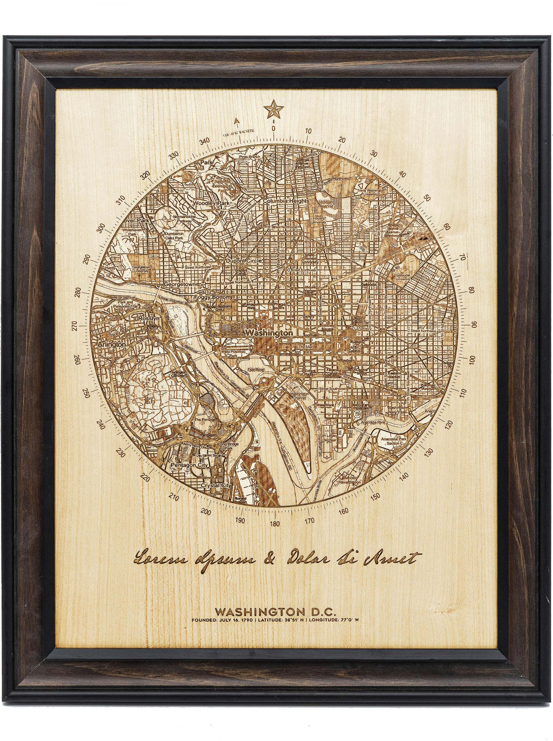 Personalized Engraved Wood Map