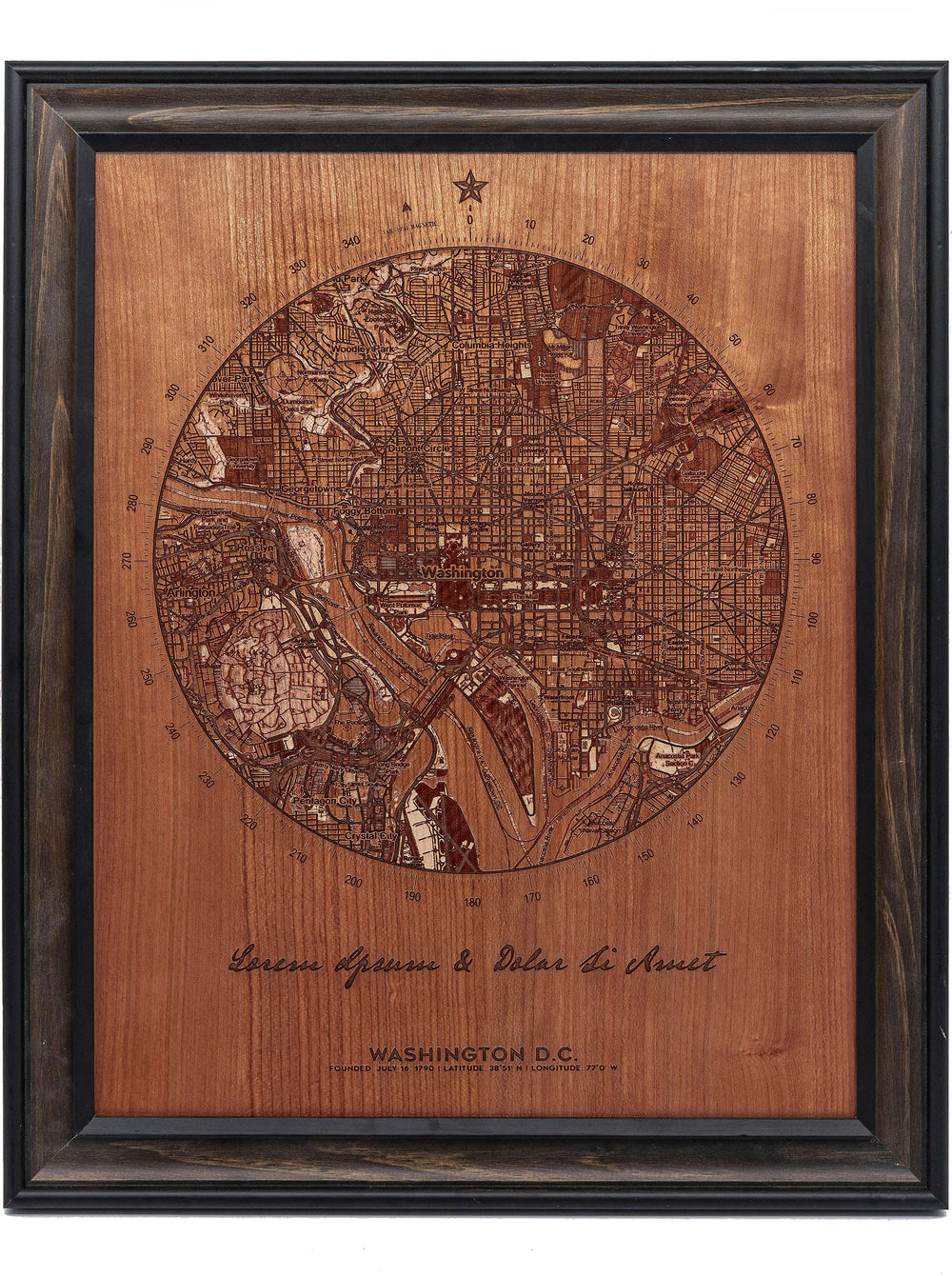 Personalized Engraved Wood Map